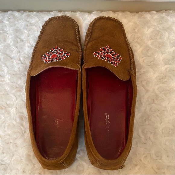 Brown Suede Hand Sewn Hush Puppies Moccasin Slip On Shoes - Picture 3 of 5